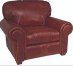 Brown leather armchair on a white background