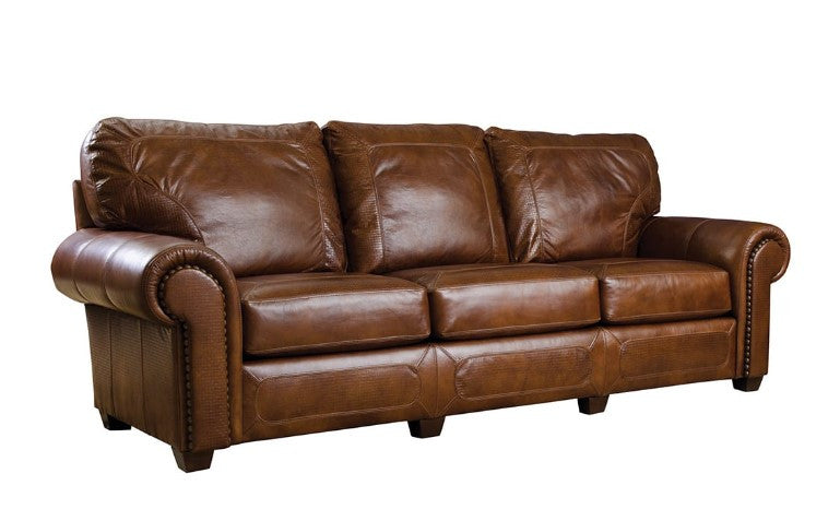 Brown leather sofa on a white background