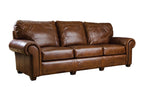 Brown leather sofa on a white background