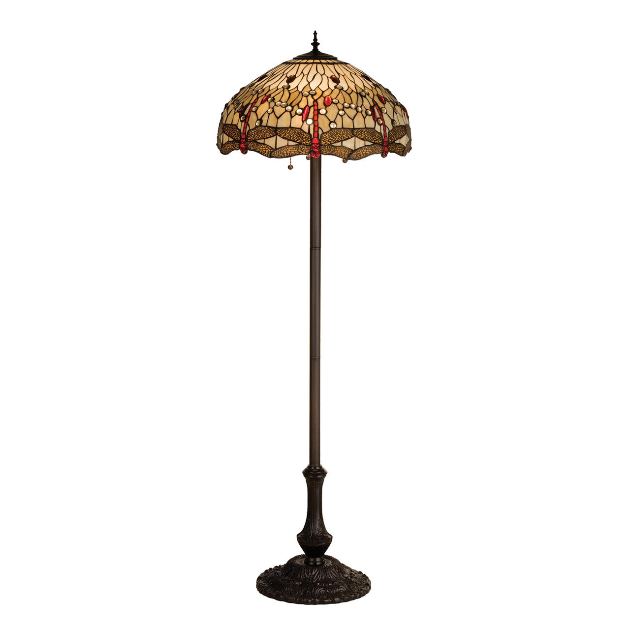 63"H Tiffany Hanginghead Dragonfly Floor Lamp