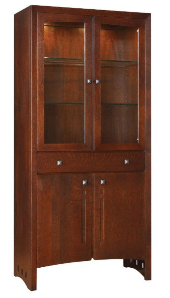 Wooden cabinet with glass doors, Highlands Display Cabinet by stickley. 