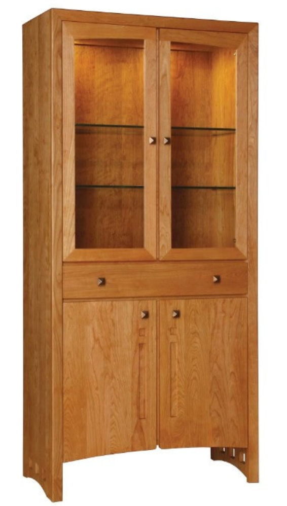Wooden cabinet with glass doors, Highlands Display Cabinet by stickley. 