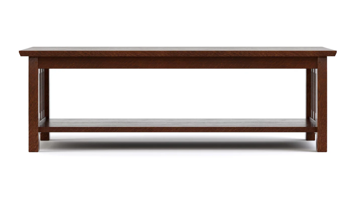 Stickley Highlands Cocktail table with a shelf. In cherry wood or oak. 