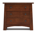 Wooden dresser with three drawers. Highlands Three-Drawer Nightstand by Stickley.