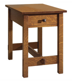 Oak side table with one drawer. 
