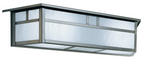 A rectangular light fixture with a dark metal frame and frosted glass panels, shown against a plain white background.