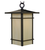 A rectangular outdoor lantern light fixture with a dark bronze metal frame and a warm cream-colored glass shade, shown against a plain white background.