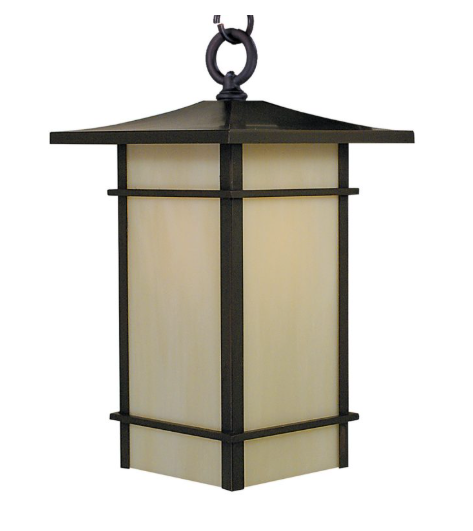 A rectangular outdoor lantern light fixture with a dark bronze metal frame and a warm cream-colored glass shade, shown against a plain white background.