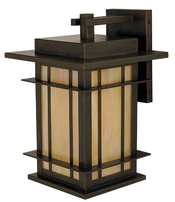 Oak Park Wall Mount OPB-11 – wall sconce in dark brown metal with golden glass frames