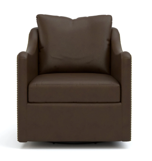Brown armchair with a pillow on a white background