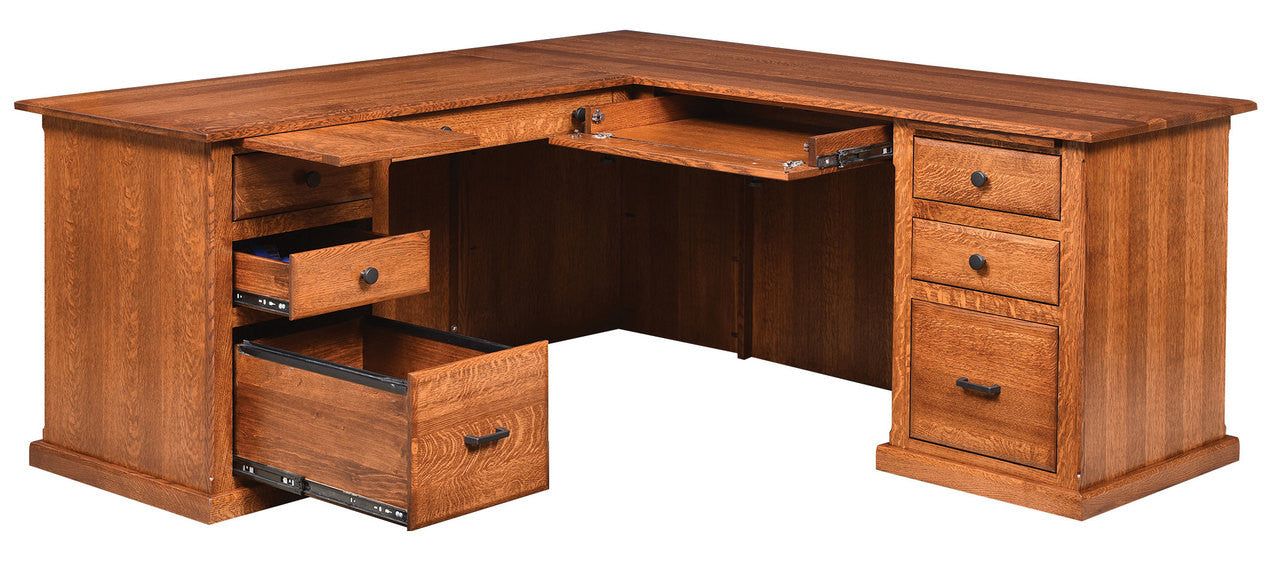 Salem Single Pedestal Jr. Executive L Desk with Hutch