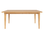 Wooden dining table on a white background