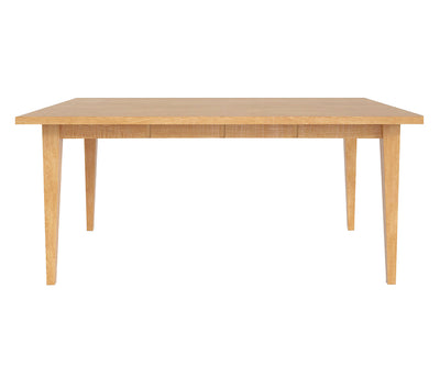 Wooden dining table on a white background