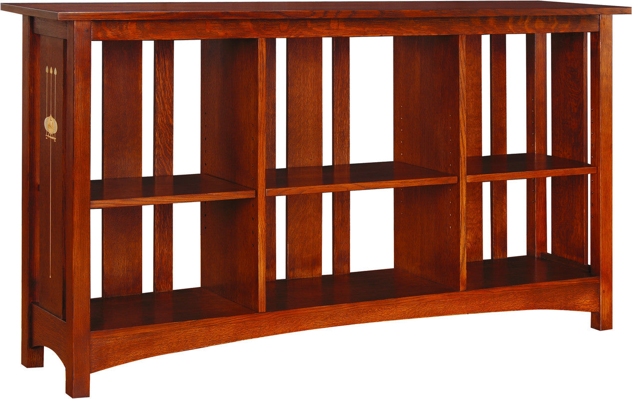 Wooden bookshelf with multiple shelves on a white background