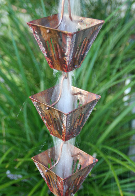 Slotted Square Copper Rain Chain