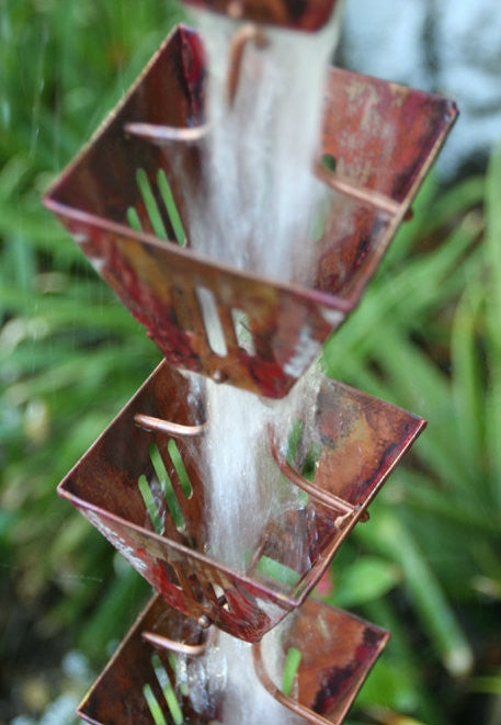 Slotted Square Copper Rain Chain
