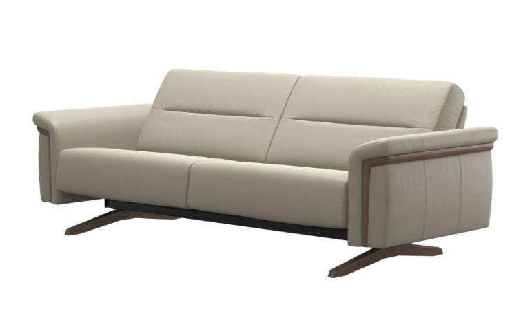 Stressless Stella 3 Seat Sofa with Wood Arms and Legs - Balance adapt
