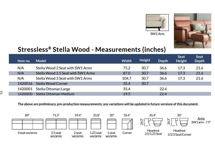 Stressless Stella Sectional C2-2.5 with Wood Arms and Legs - Balance adapt
