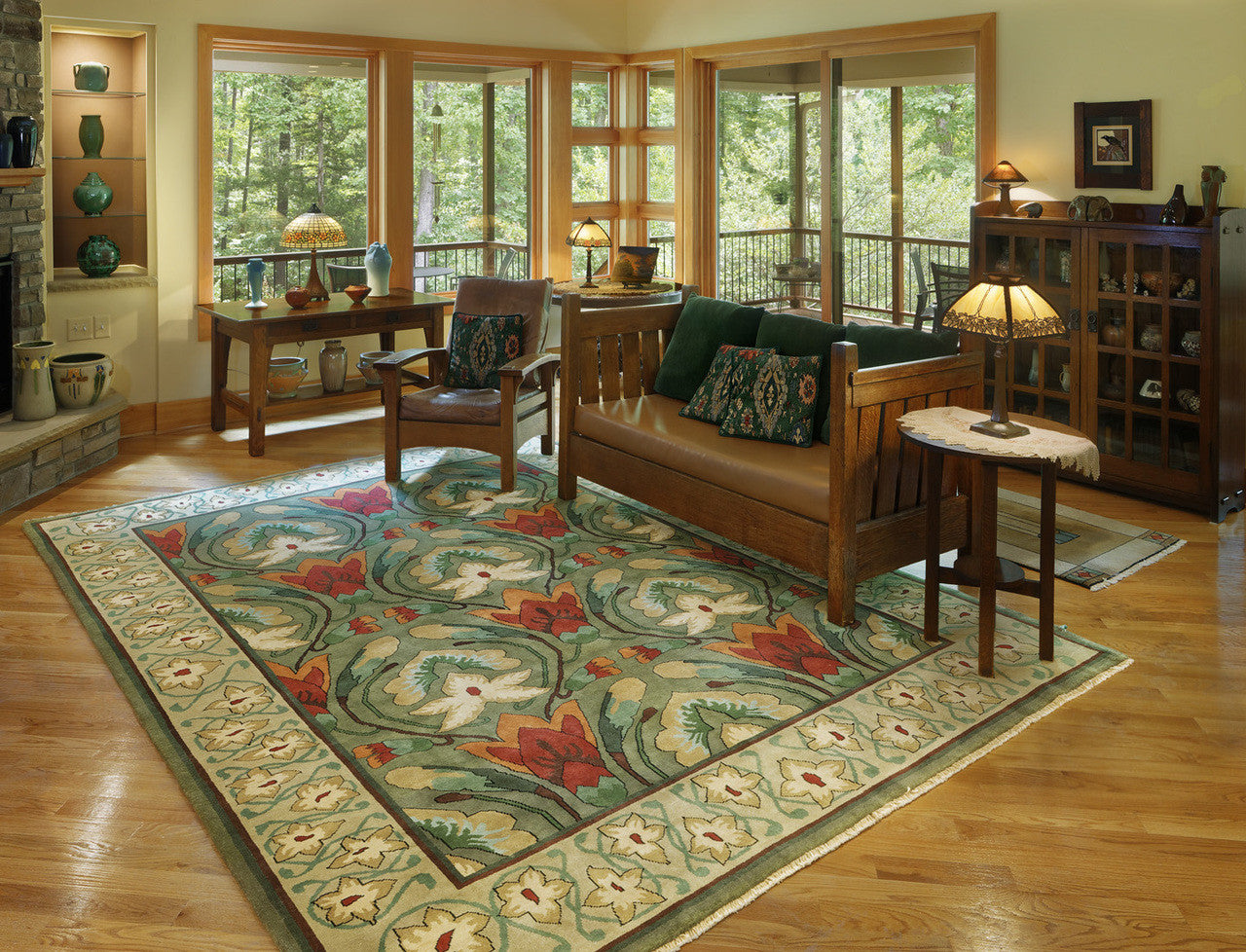 Stephanotis Flower Hand-Knotted Wool Rug PC-4A – 8x10 Room View