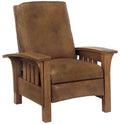 Brown leather recliner chair on a white background