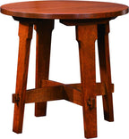 Wooden round table with a white background