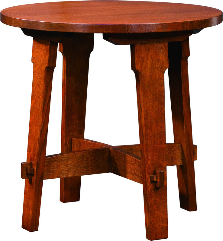 Wooden round table with a white background