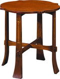 Wooden side table with a white background
