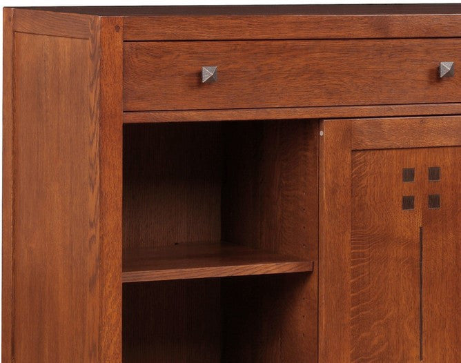 Stickley Highlands Entertainment Console, 66 inches, with two drawers and three doors.