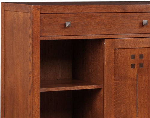 Stickley Highlands Entertainment Console, 66 inches, with two drawers and three doors.