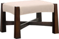 Stickley Highlands Ottoman in white leather and solid wood frame. 