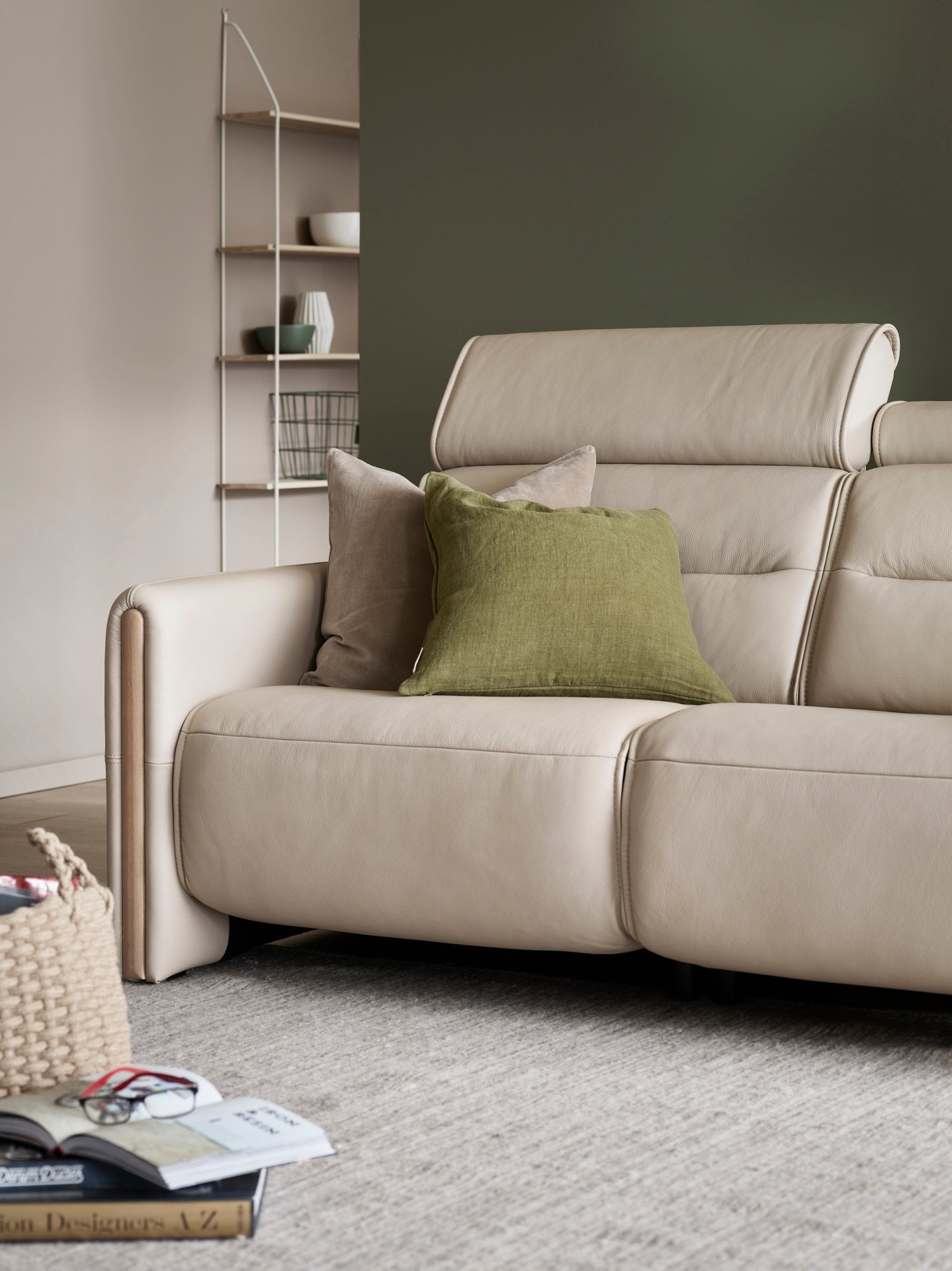 Stressless Emily V2 Wood Arm Power Loveseat with Adjustable Headrest