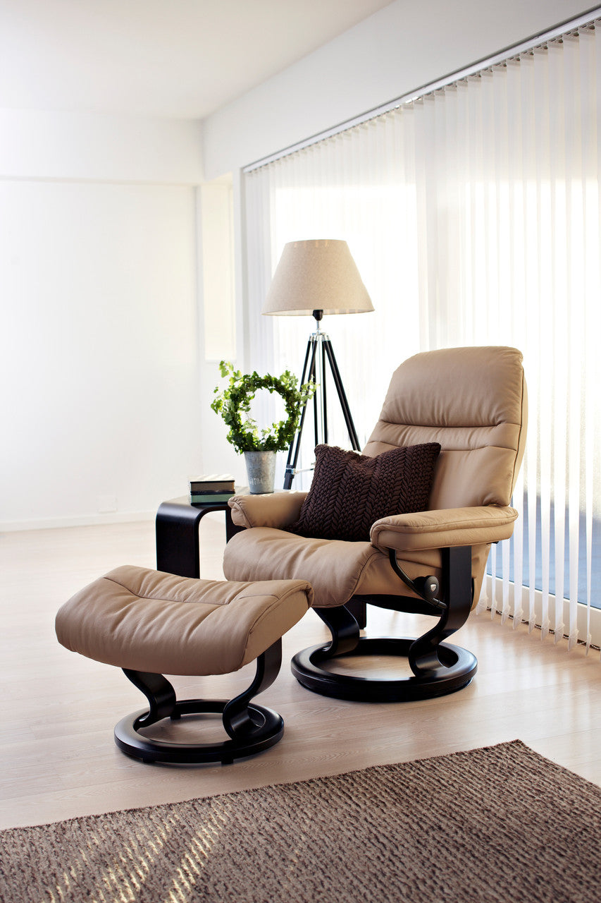 Stressless Sunrise Classic Chair and Ottoman