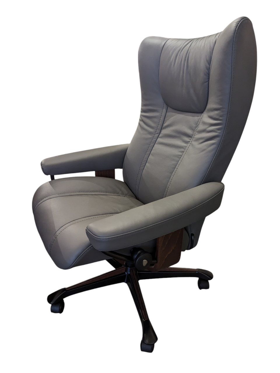 Stressless Wing Office Chair in Paloma Metal Grey Leather - In Stock