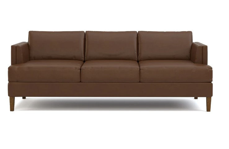 Brown leather sofa on a white background