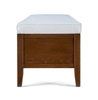 Wooden stool with a white cushion on a white background