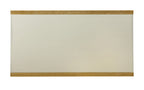 Beige bulletin board with wooden frame on a white background