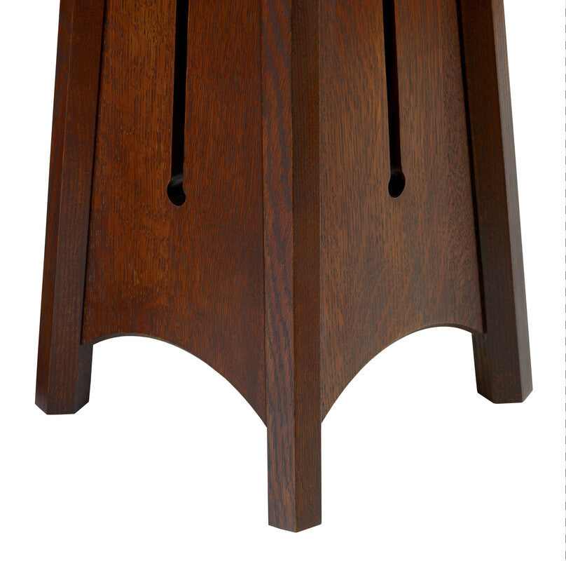 Wooden stool with a curved design on a white background