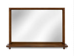 Wooden-framed mirror on a white background