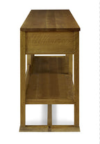 Wooden side table with a drawer on a white background