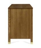 Wooden side table with a white background