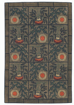 Decorative rug with floral pattern on a dark background