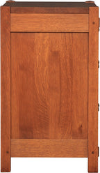 Wooden cabinet with a single door on a white background