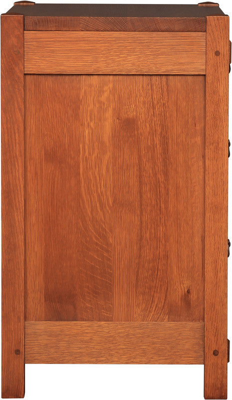 Wooden cabinet with a single door on a white background