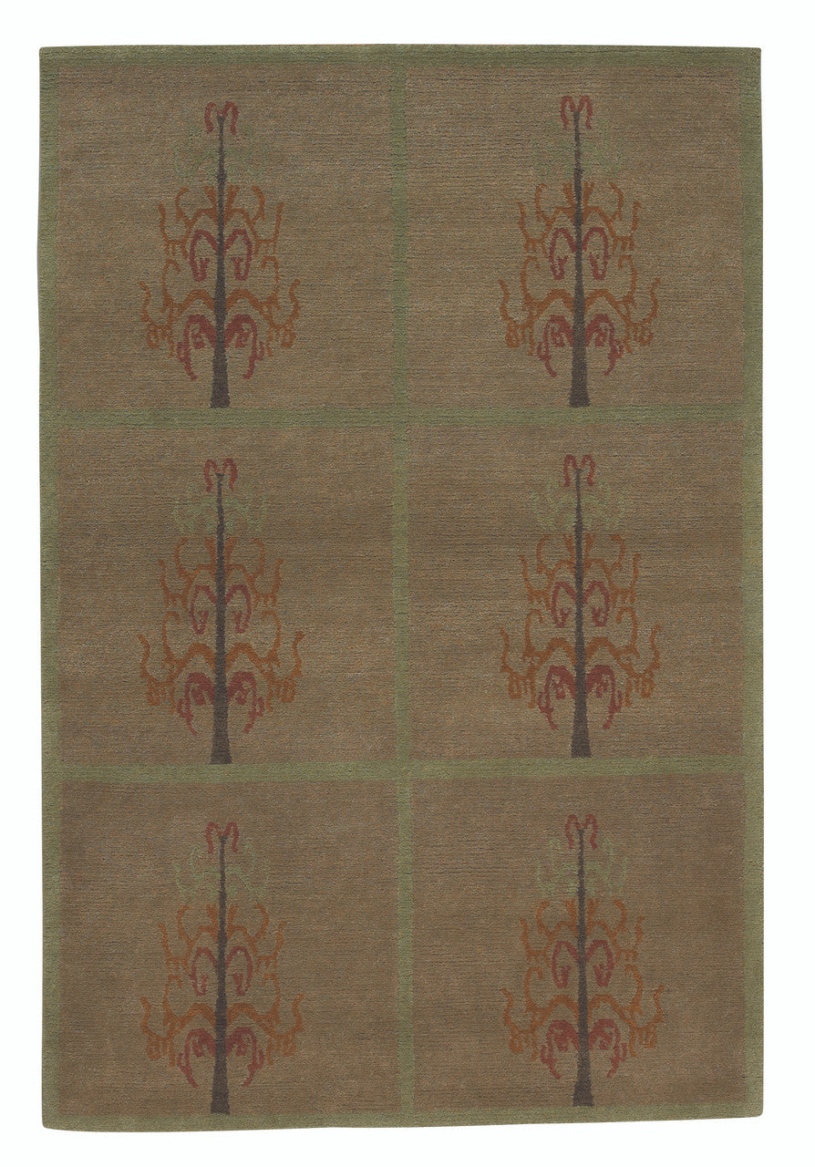 Rug with decorative tree pattern on a brown background
