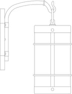 Line drawing of a wall mounted light fixture