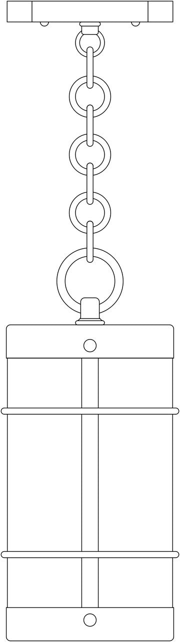 Diagram of a hanging light fixture with chain