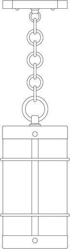 Diagram of a hanging light fixture with chain