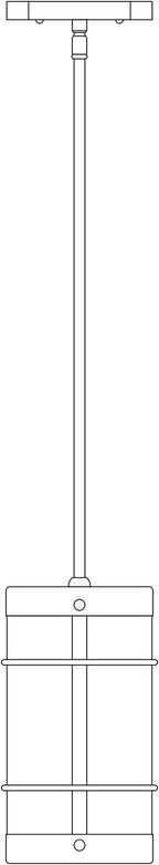 Line drawing of a stem hung light fixture.