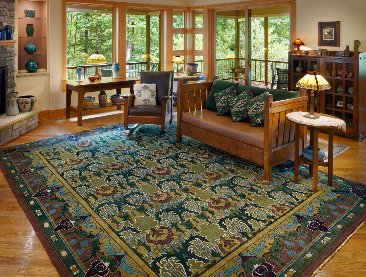 yndham Hand-Knotted Wool Rug PC-6A – Pattern Detail Close-Up