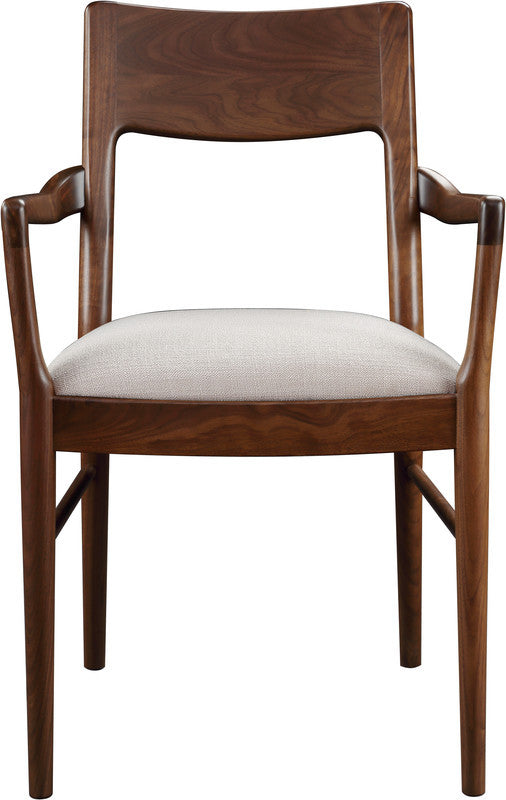 Stickley Walnut Grove Arm Chair with fabric seat. 